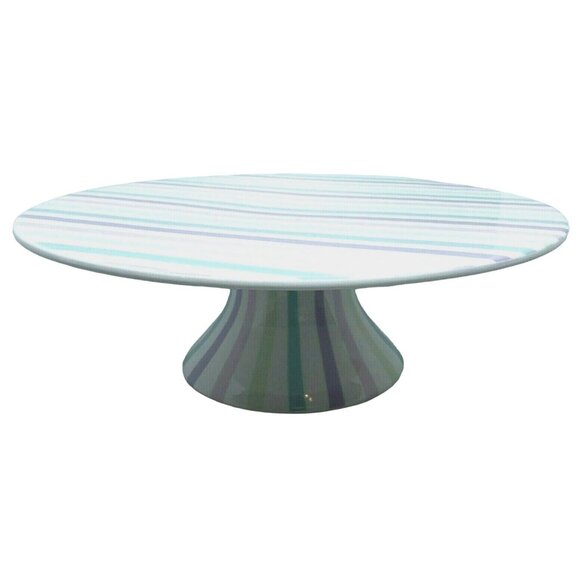 Temptations by Tara Pastel Striped Pedestal Cake Server Porcelain Vintage